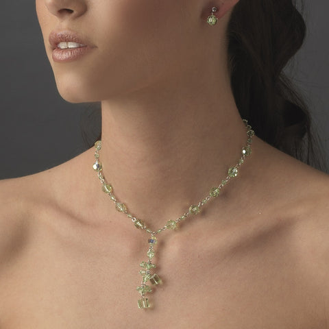 Bridal Wedding Necklace Earring Set 1041 Peridot