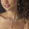 Silver Clear & Light Blue Rhinestone Bridal Wedding Jewelry Set 12054