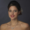 Gold Freshwater Pearl & CZ Crystal Bridal Wedding Jewelry Set 1269