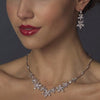 Silver Clear Cubic Zirconia Bridal Wedding Necklace Earring Set 1274