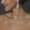 Silver Clear Cubic Zirconia Bridal Wedding Necklace Earring Set 1277