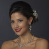 Silver CZ Bridal Wedding Necklace & Earring Set 1284