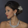 Silver Clear CZ Bridal Wedding Necklace Earring Set 1293