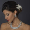 Silver Clear CZ Bridal Wedding Necklace Earring Set 1293