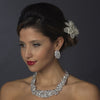 Silver Clear CZ Bridal Wedding Necklace Earring Set 1293