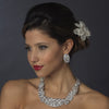 Silver Clear CZ Bridal Wedding Necklace Earring Set 1293