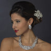 Silver Clear CZ Bridal Wedding Necklace Earring Set 1293