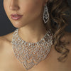 Silver Clear Crystal Rhinestone Statement Bridal Wedding Jewelry Set 12944