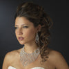 Silver Clear Crystal Rhinestone Statement Bridal Wedding Jewelry Set 12944