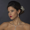 Silver Clear CZ Bridal Wedding Necklace & Earring Set 1295
