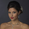 Silver Clear CZ Bridal Wedding Necklace & Earring Set 1295