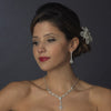 Silver Clear CZ Bridal Wedding Necklace & Earring Set 1295