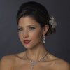 Silver Clear CZ Bridal Wedding Necklace & Earring Set 1296