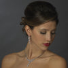 Silver Clear CZ Bridal Wedding Necklace & Earring Set 1296