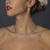 Silver Clear CZ Bridal Wedding Necklace Earring Set 1298