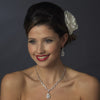 Silver Clear CZ Bridal Wedding Necklace Earring Set 1300