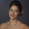 Silver Clear CZ Bridal Wedding Necklace & Earring Set 1308