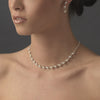 Bridal Wedding Necklace Earring Set NE 138 Silver White