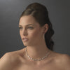 Vintage Silver Clear CZ Bridal Wedding Necklace Earring Set NE 2349