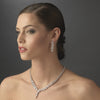 Intricate Cubic Zirconium Crystal Leaf Bridal Wedding Necklace & Earring Bridal Wedding Jewelry Set - NE 2584