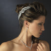 Antique Silver Plating with Clear Rhinestones on a Floral Design Side Bridal Wedding Hair Comb 9984