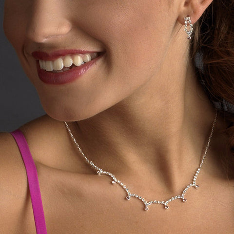 * Stunning Silver or Gold Clear Crystal Accent Bridal Wedding Jewelry Set NE 325