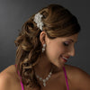 Rhodium Silver Clear Crystal Flower Bridal Wedding Hair Barrette 5070