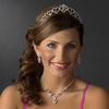 Sweet 16 Silver Plated Bridal Wedding Tiara Covered in Clear & Pink Rhinestones 460