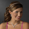 Silver Clear Rhinestone Sapphire Accent Bridal Wedding Headband 6008