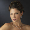 Silver Pink Bridal Wedding Necklace Earring Set 5104