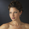 Silver Fuchsia Bridal Wedding Necklace Earring Set 5104