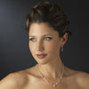 Silver Pink Bridal Wedding Necklace Earring Set 5104