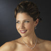 Silver Pink Bridal Wedding Necklace Earring Set 5104