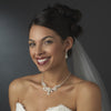 Ravishing Silver Clear Crystal & Freshwater Pearl Bridal Wedding Necklace & Earring Set 6291