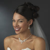 Ravishing Silver Clear Crystal & Freshwater Pearl Bridal Wedding Necklace & Earring Set 6291