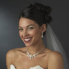 Ravishing Silver Clear Crystal & Freshwater Pearl Bridal Wedding Necklace & Earring Set 6291