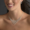 Statement Bridal Wedding Necklace Earring Set 70918 Silver Clear