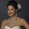 Silver Clear Statement Bridal Wedding Necklace Earring Set 71990