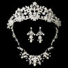 White Pearl & Crystal Bridal Wedding Jewelry 7204 & Bridal Wedding Tiara 7102 Set