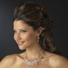 Charming Silver Clear Crystal Flower Bridal Wedding Necklace & Earring Set 8472