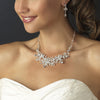 Charming Silver Clear Crystal Flower Bridal Wedding Necklace & Earring Set 8472