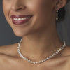 Bridal Wedding Necklace Earring Set NE 7335 Silver AB