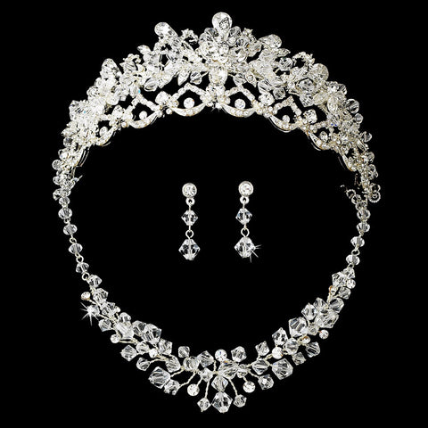 Swarovski Crystal Bridal Wedding Jewelry 7602 & Bridal Wedding Tiara 8125 Set