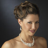 Silver Ivory Pearl & Rhinestone Flower Bridal Wedding Jewelry Set 7660