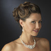 Silver Ivory Pearl & Rhinestone Flower Bridal Wedding Jewelry Set 7660