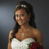 Silver Rhinestone Adored Bridal Wedding Headband with White Side Accents of Faux Pearl Flowers 2853