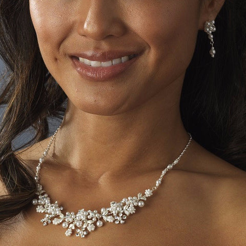 Beautiful Gold Ivory Pearl Bridal Wedding Jewelry Set NE 8001