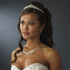 Silver White Floral Pearl Dangle Bridal Wedding Earrings 8001