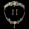Gold Swarovski Crystal Couture Bridal Wedding Jewelry Set & Bridal Wedding Tiara Set 8003