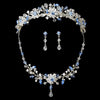 Light Blue Swarovski Crystal Couture Bridal Wedding Jewelry Set & Bridal Wedding Tiara Set 8003